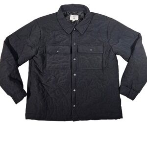 MODE OF ONE Quilted Shirt Jacket Black Mens Full Snap‎ Button Pockets Size Large
